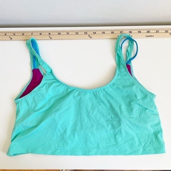 NEW Basta Surf Reversible Bikini Top size medium teal blue modest bright purple - Picture 1 of 5